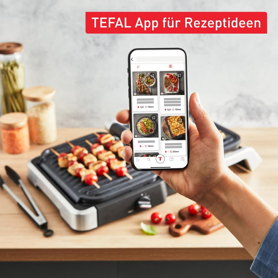 Tefal OptiGrill 4in1 Kontaktgrill mit Backschale, Aufklappbar, Tischgrill, 9 Programme, Garstufenanz