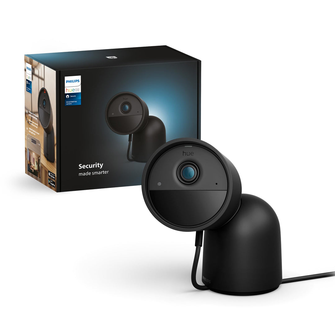 Philips Hue Secure kabelgebundene Smart Home Überwachungskamera mit Standfuss, Full HD Video, für dr