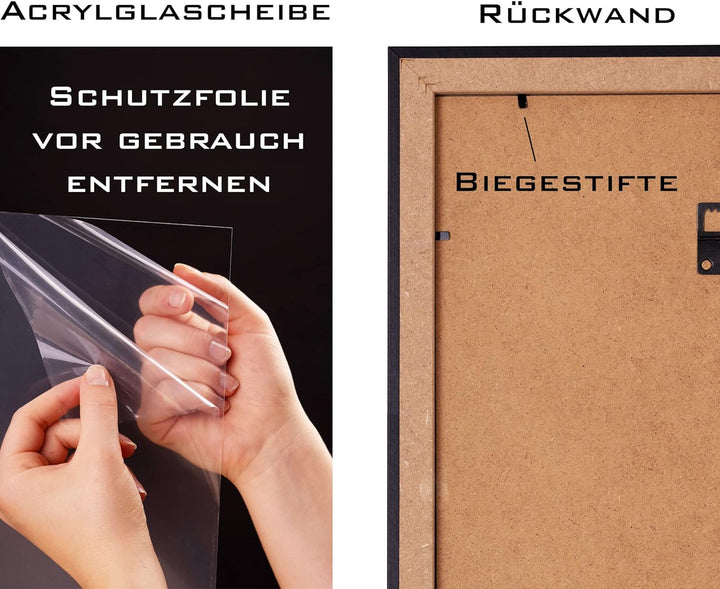 Rahmendesign24 Bilderrahmen Milano 60x60 Schwarz (matt) Fotorahmen, Wechselrahmen, Posterrahmen, Puz