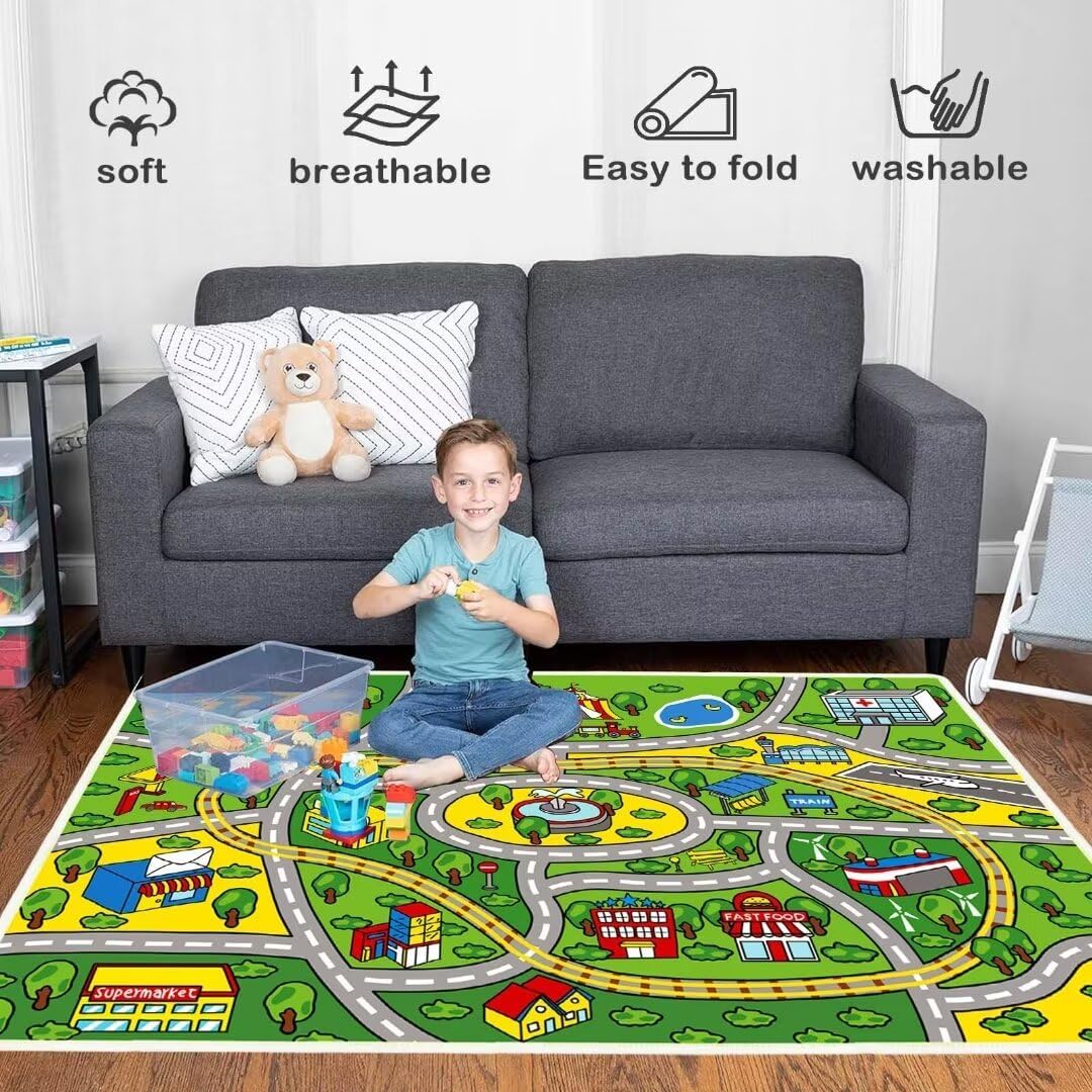 BYINGWD Kinder Lernspiel-Teppich, Cartoon Bodenmatte für Zuhause, Spielzimmer, Kinderzimmer, Schlafz