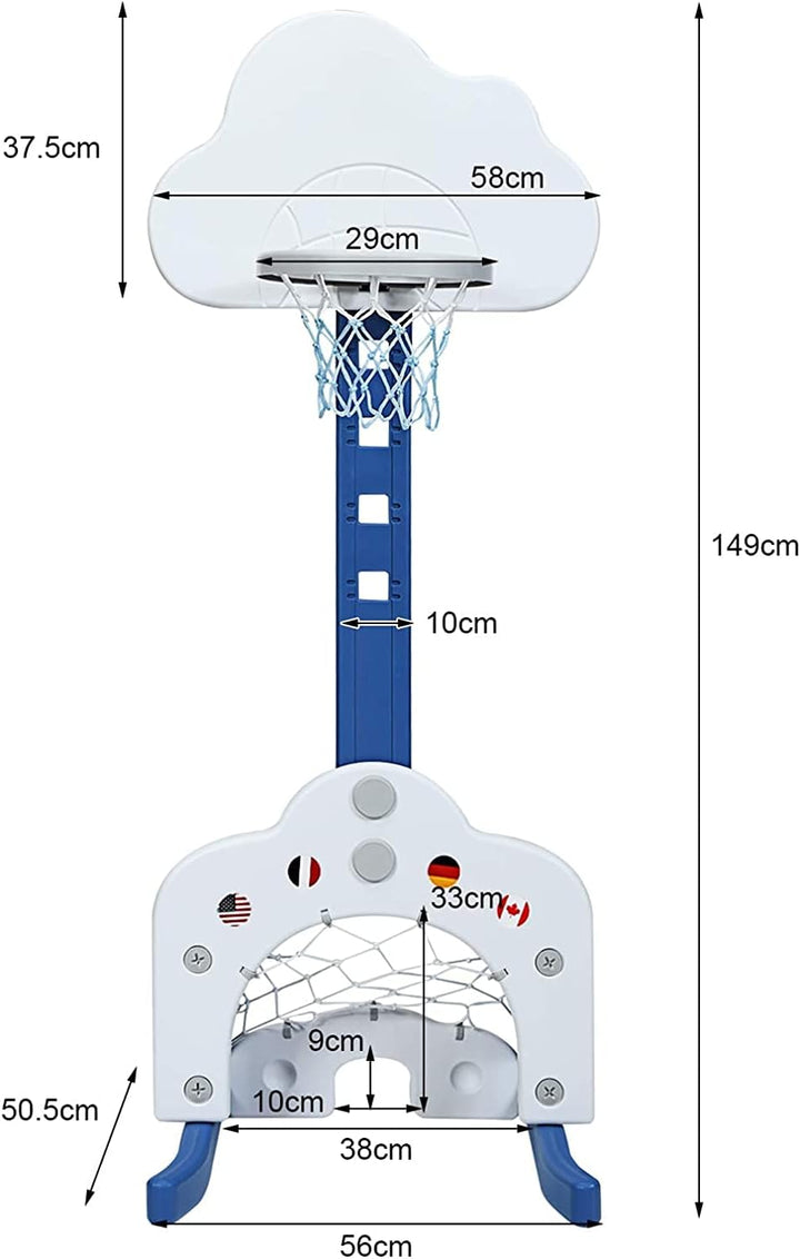 RELAX4LIFE 3 in 1 Kinder Spielplatz, Basketballkorb &amp; Fussballtor &amp; Golfspiel, höhenverstellbarer Ba