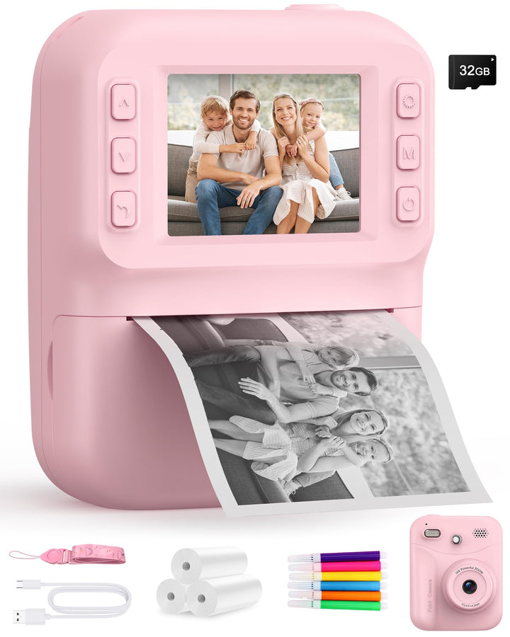 Sofortbildkamera Kinder 48MP, 1080P Video Kinderkamera mit Sofortdruck, 2,4 Zoll IPS Spielzeug Kamer