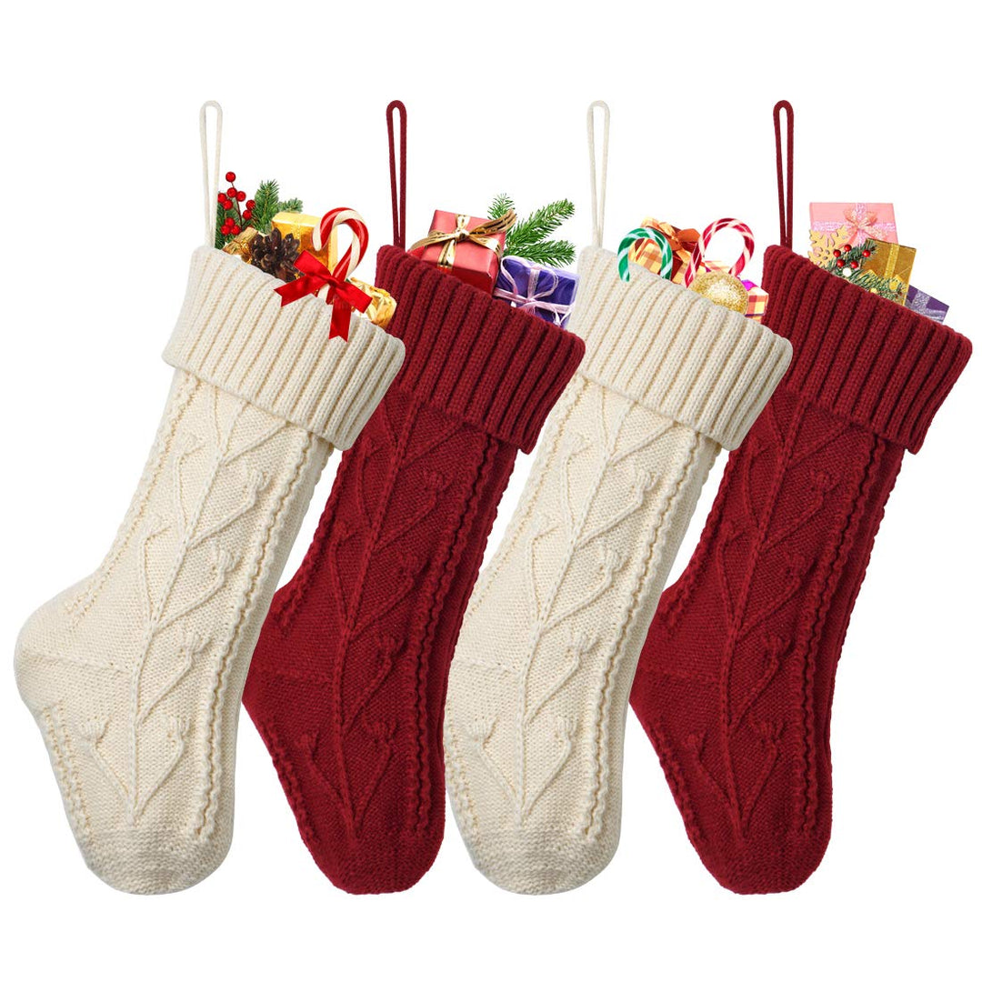 Dremisland Gestrickt Weihnachtsstrümpfe 4er Set, 38cm Grosse Klassische Personalisiert Weihnachtssoc