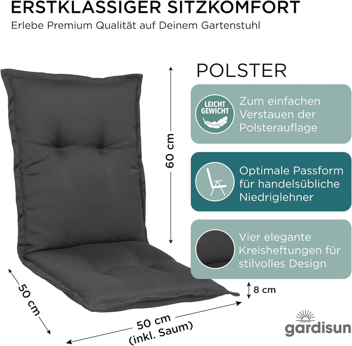 gardisun Gartenstuhlauflagen Niedriglehner I Extra Dicke Sitzauflagen I Made in Europe I Ideale Stuh