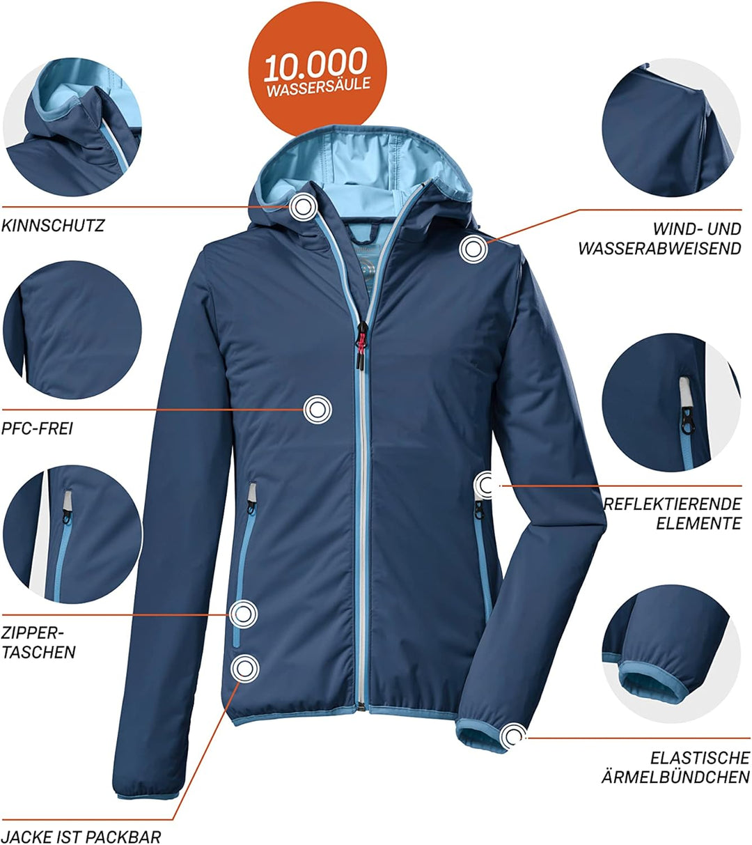 Killtec Mädchen Kos 229 Grls Jckt 2-Lagen-Funktionsjacke/Outdoorjacke mit Kapuze, packbar 116 dunkel