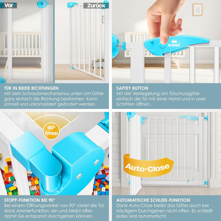 Kidiz® Türschutzgitter Absperrgitter Treppengitter Kindergitter | Gitter Haustier | ohne Bohren | be