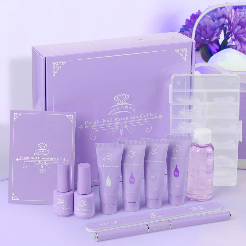 Makartt Lila Poly-Nail Gel-Kit Gelnägel Bausatz mit Slip Solution Gel Nail Kit Langanhaltendes Hartg