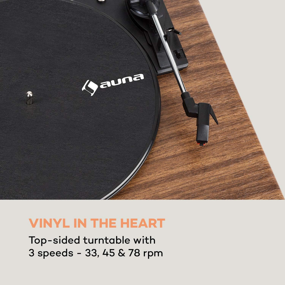 auna Connect Vinyl Cube Plattenspieler, Internetradio DAB+ UKW, integrierte Lautsprecher, Smart Radi