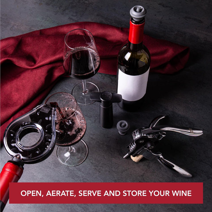 Vacu Vin 3890760 Air Deluxe Wine Accessory Set, Kunststoff, Schwarz