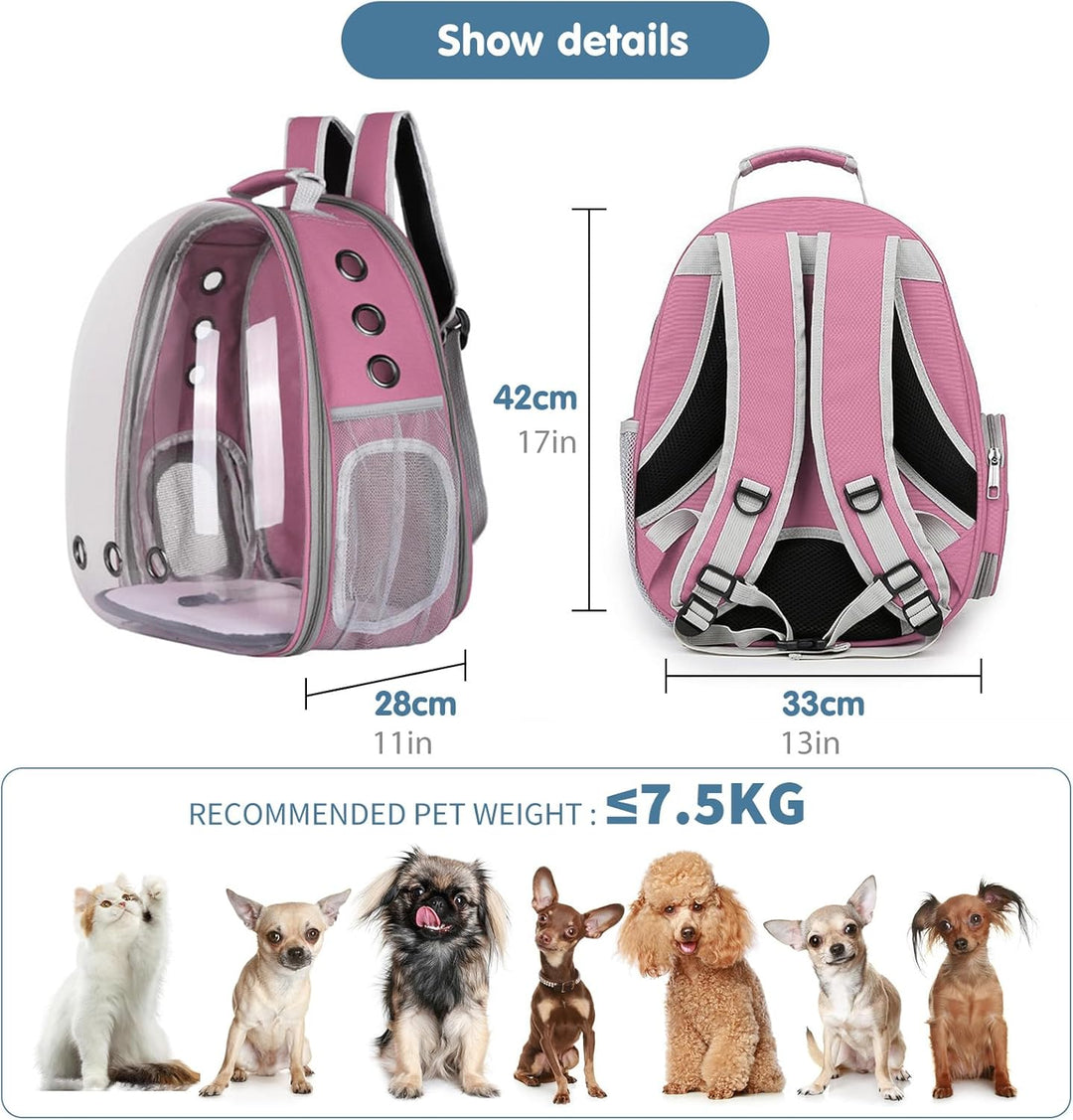 PETCUTE Haustier Katzen Rucksack,Hunde Rucksack für Kleine Katzen und Hunde,Atmungsaktive 360 ° Sich