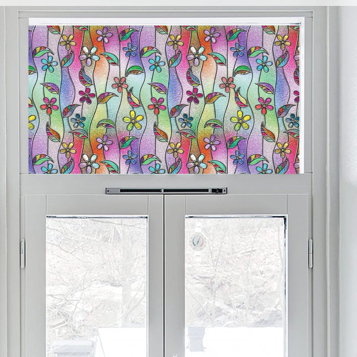 dktie 3D Fensterfolie Blickdicht Sichtschutzfolie Fenster Milchglasfolie Blumenmuster Statische Aufk
