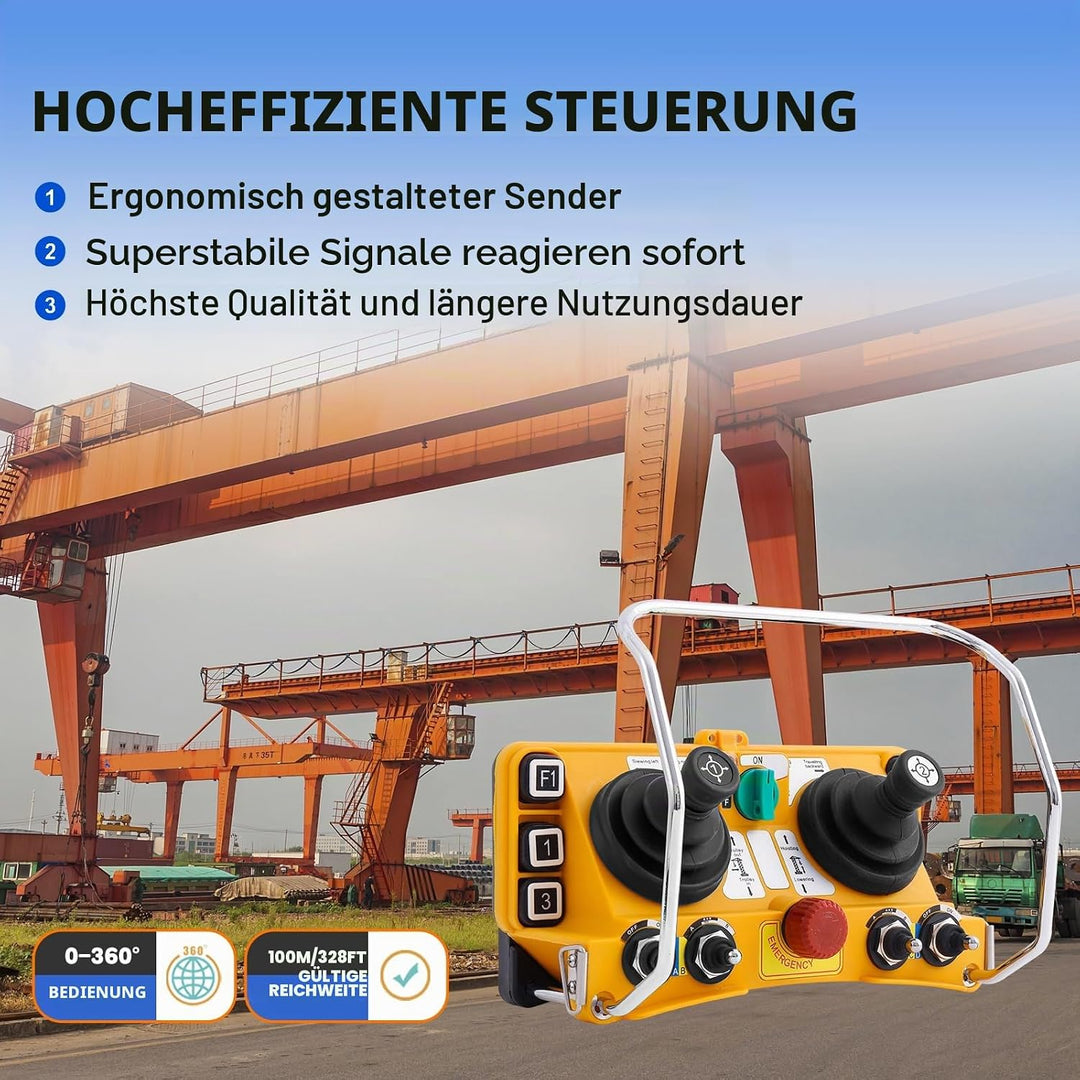 F24-60 Industrielle Funkfernbedienung Kräne 12V | 5-Gang Joystick-Funkfernbedienung Brückenkran Port