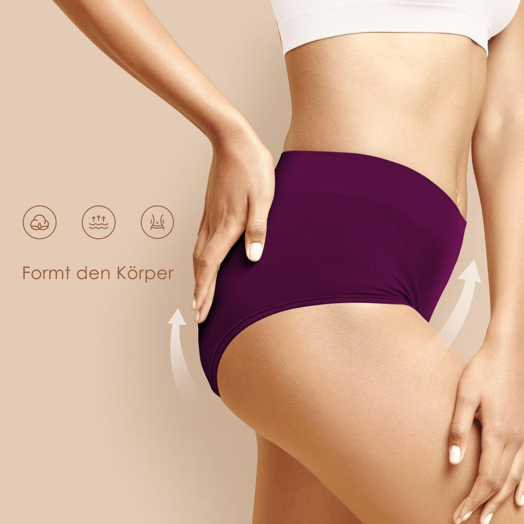 YouShow Unterhosen Damen 5er Pack Baumwolle Hohe Taille Unterwäsche Slip Stretchanteil S Mehrfarbig-