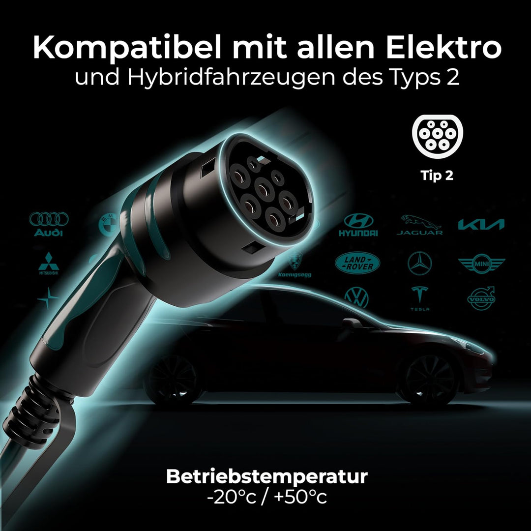 Masterplug EV Wandladegerät für Elektro und Einstecken-Hybridfahrzeuge, Typ 2, Modus 3, Automatische