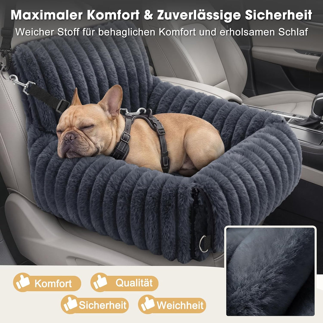 MIXJOY Hunde Autositz für kleine bis mittlere Hunde, Waschbarer Ansteckbare Leine verdickter Memory-