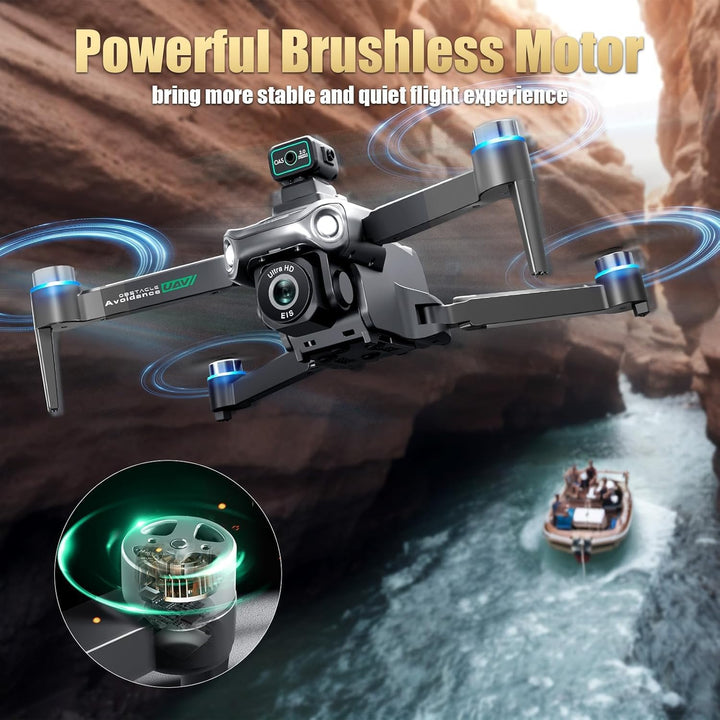 OBEST GPS Drohne mit 4K Kamera für Erwachsene, Faltbare Drone Fernbedienung mit 5.9"UHD Bildschirm S