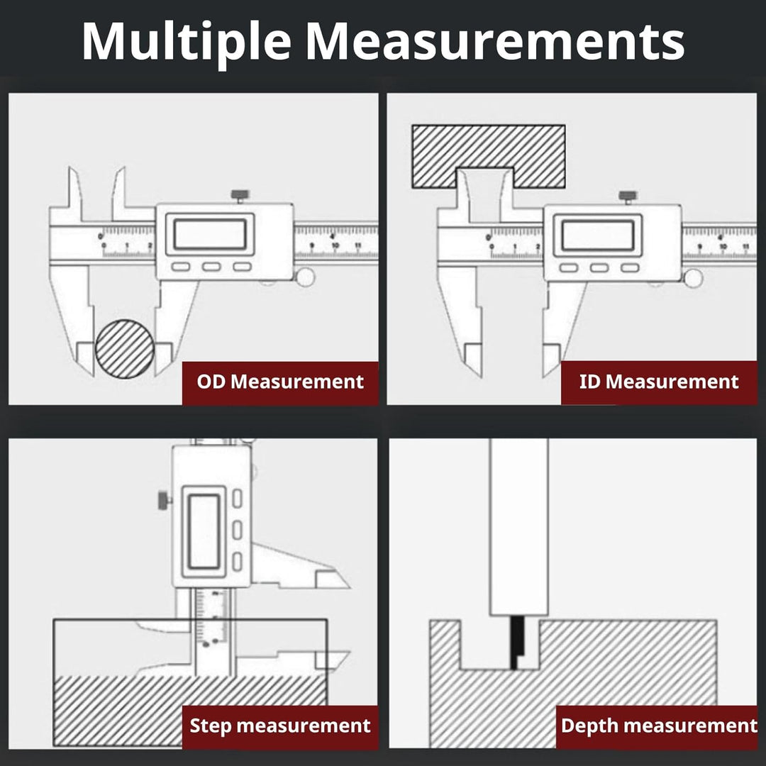 Digitale Messschieber, 300 mm Elektronisches Messschieber-Carbonlineal mit langem Backenmesswerkzeug