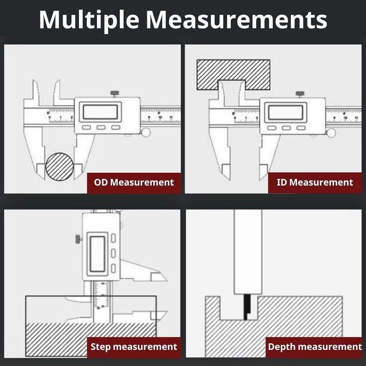Digitale Messschieber, 300 mm Elektronisches Messschieber-Carbonlineal mit langem Backenmesswerkzeug