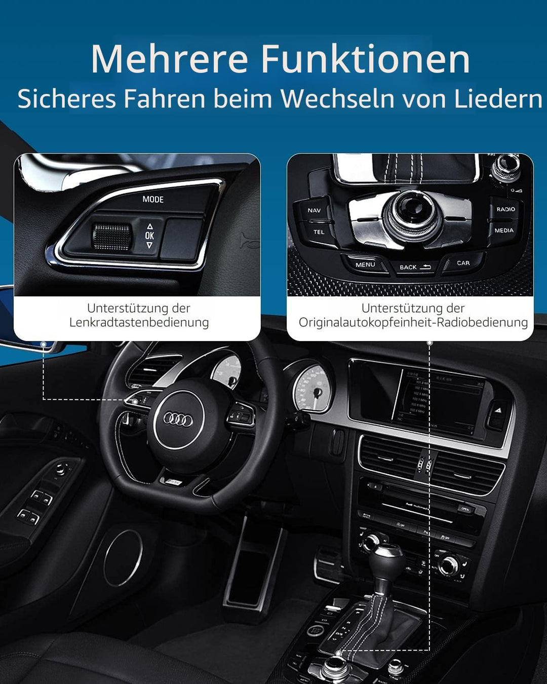 Airdual Bluetooth Adapter für Audi MMI 2G AMI iPod Kabel (2009 oder früher) Music Receiver Car Kit…