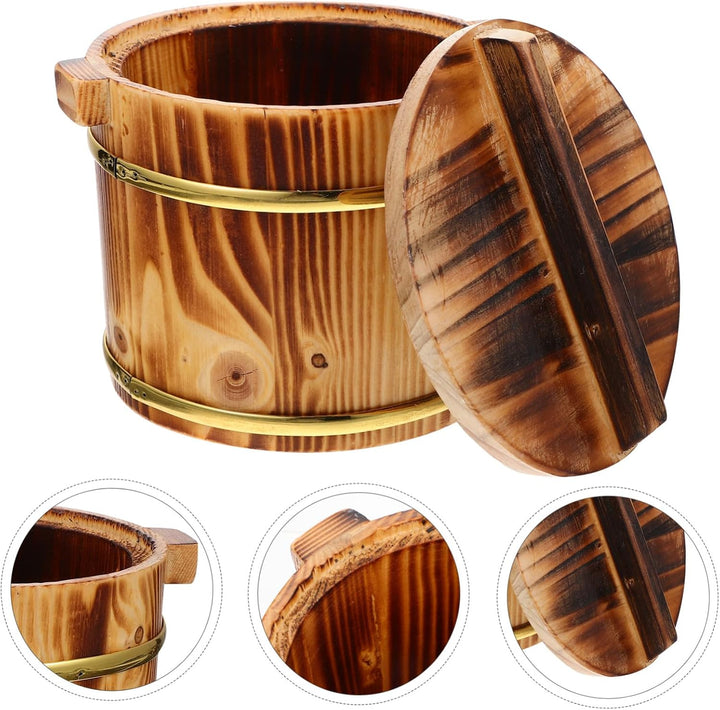 Holz-reiseimer mit Deckel Sushi-reisbehälter aus Hochwertigem Holz Mischwanne für Gekochten Reis Sus