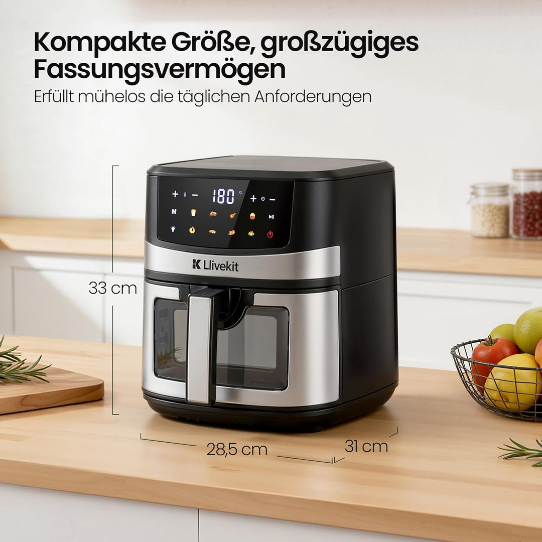 LLIVEKIT 7L Heissluftfritteuse XXL mit Farb-Touchscreen, Airfryer 360° Heissluft Zirkulation-Upgrade