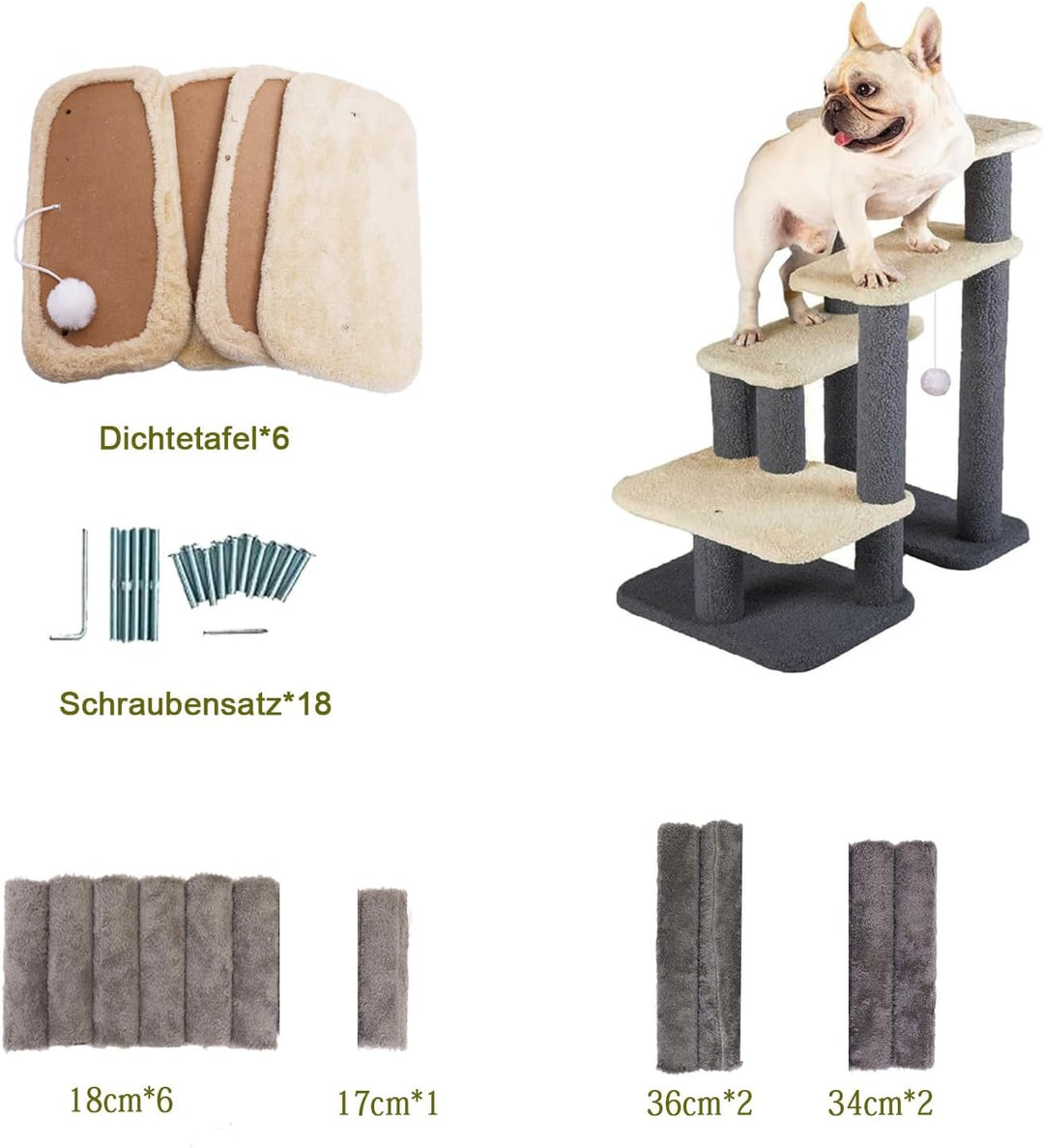 Hundetreppe, 2/3/4/5 Schichten Höhenverstellbar Katzentreppe,Katzentreppe für alte Katzen,Waschbar&r