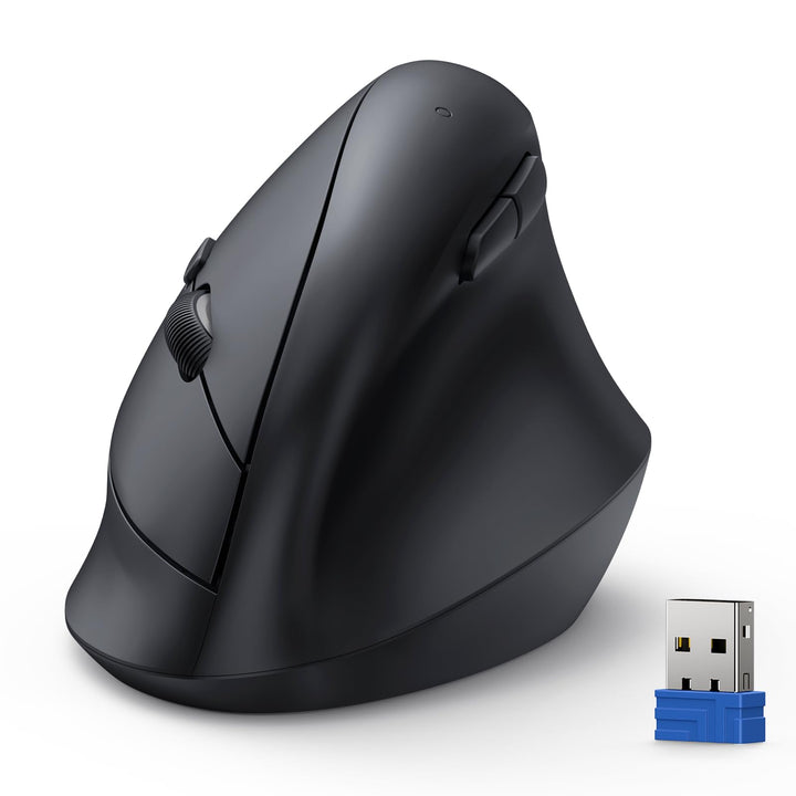 TECKNET Ergonomische Maus, 2.4G Vertikale Optische Funkmaus mit USB Empfänger, 4800 DPI Sensor, Leis