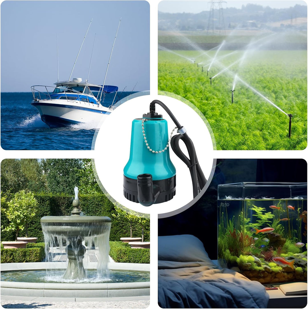 Tauchpumpe Schmutzwasser Mini Wasserpumpe DC 12V Tauchwasserpumpe 50W 4200L/H Wassertransferpumpe fü