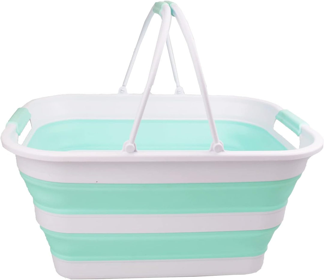 SAMMART 29 l zusammenklappbare Wanne mit Griff, tragbarer Picknickkorb, platzsparender Aufbewahrungs