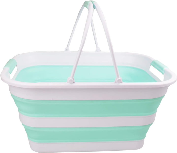 SAMMART 29 l zusammenklappbare Wanne mit Griff, tragbarer Picknickkorb, platzsparender Aufbewahrungs