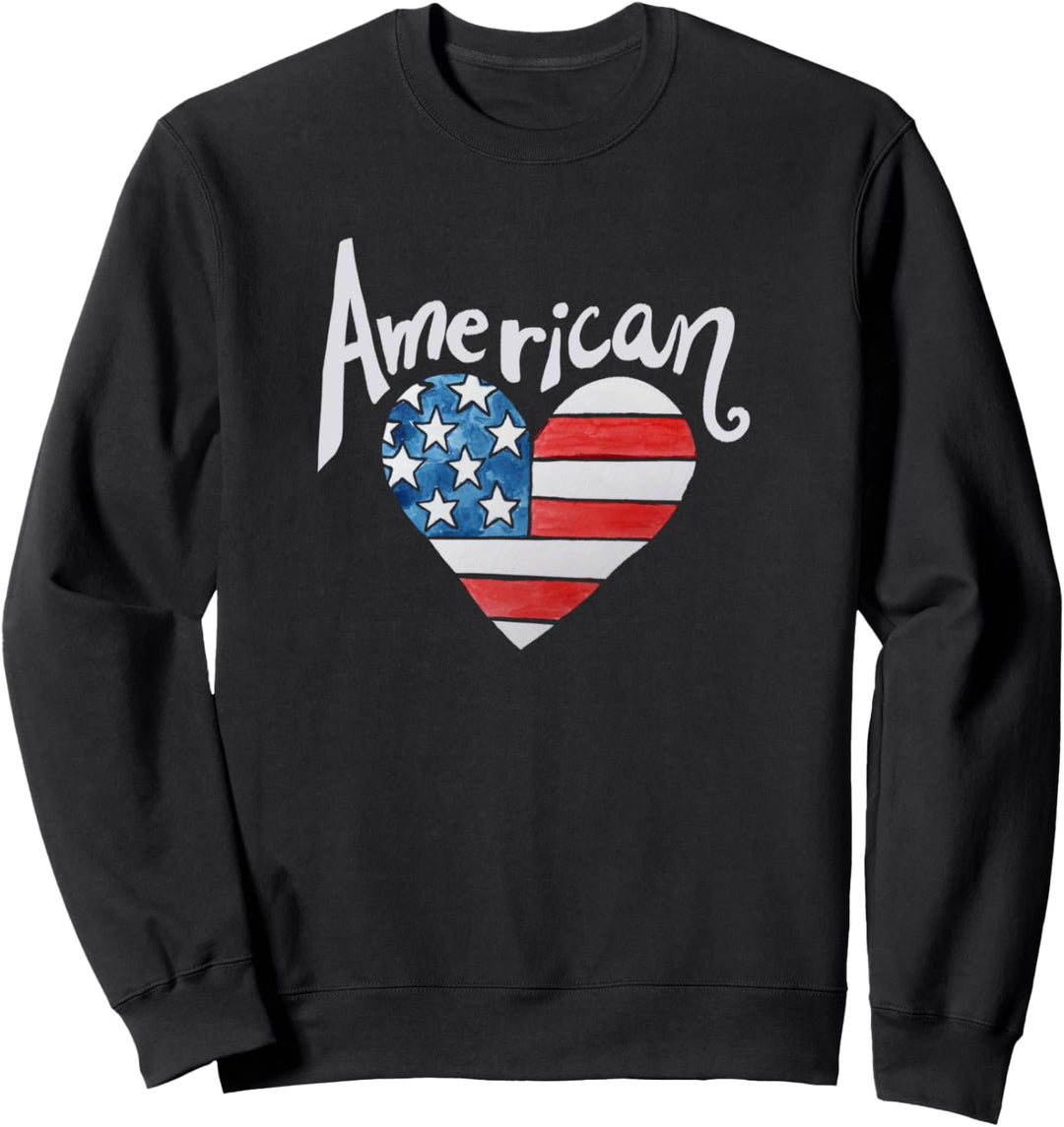 American Flag Heart USA 4th of July American Sweatshirt