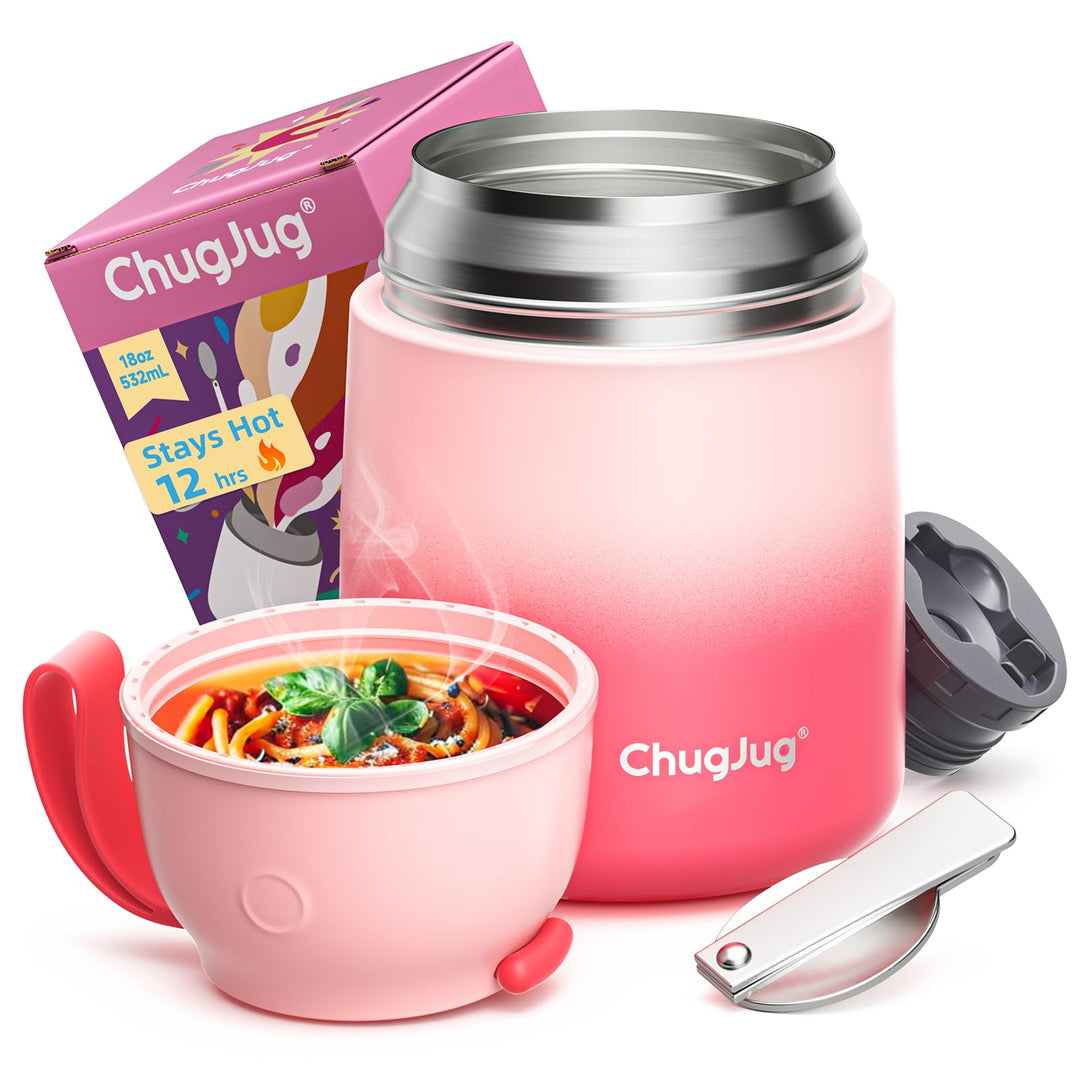 Thermobehälter für Essen 530ml, Edelstahl Thermobecher für Essen Warmhaltebehälter mit Löffel, Ausla