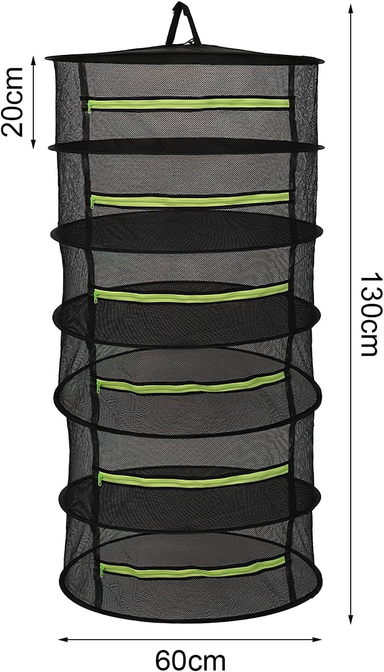 HENGBIRD Trockennetz Kräuter 6-Lagiges, Kräutertrockner Pflanzen Trockenregal Hängend, Reissverschlu