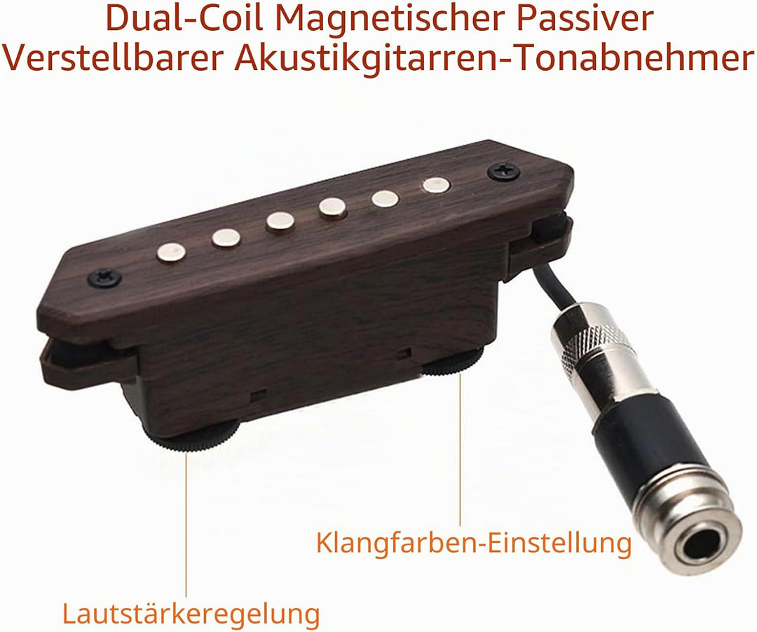 Tonabnehmer für Akustikgitarre, passiver Megnetischer Schallloch-Tonabnehmer mit Humbucker, Lautstär