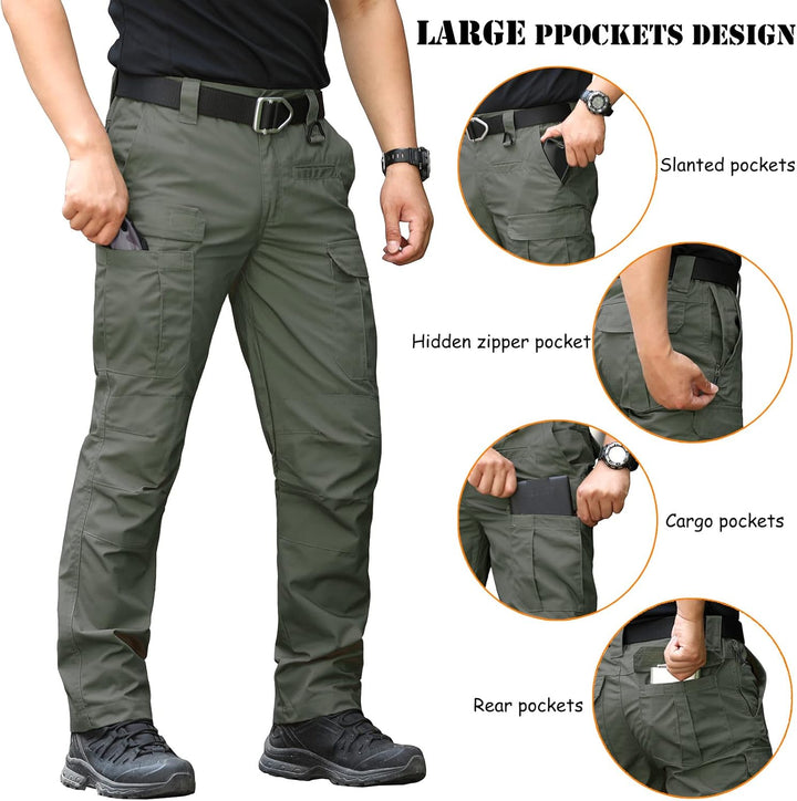 CARWORNIC Herren Taktische Militär Hose Wasserdicht Arbeit Cargohose 30W / 32L Armeegrün, 30W / 32L