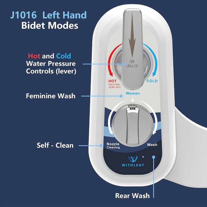 Bidet Aufsatz für Toilette Links, Cold/Heiss Water Bidet Dusch-WC, selbstreinigend, zwei Düsen (Fron