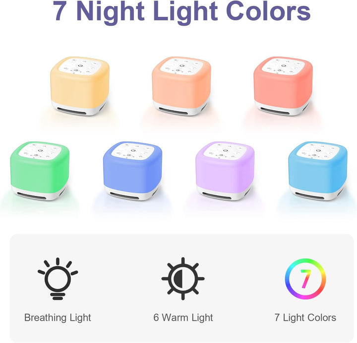 3 IN 1 White Noise Machine mit Licht, [40 Klänge und 7 Nachtlicht ] Weisses Rauschen für Besseren Sc