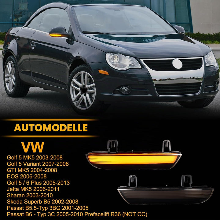 OZ-LAMPE LED Spiegelblinker für VW Golf 5 MK5 Variant GTI EOS Golf 6 Plus Passa-t B5.5-Typ 3BG B6 Ty