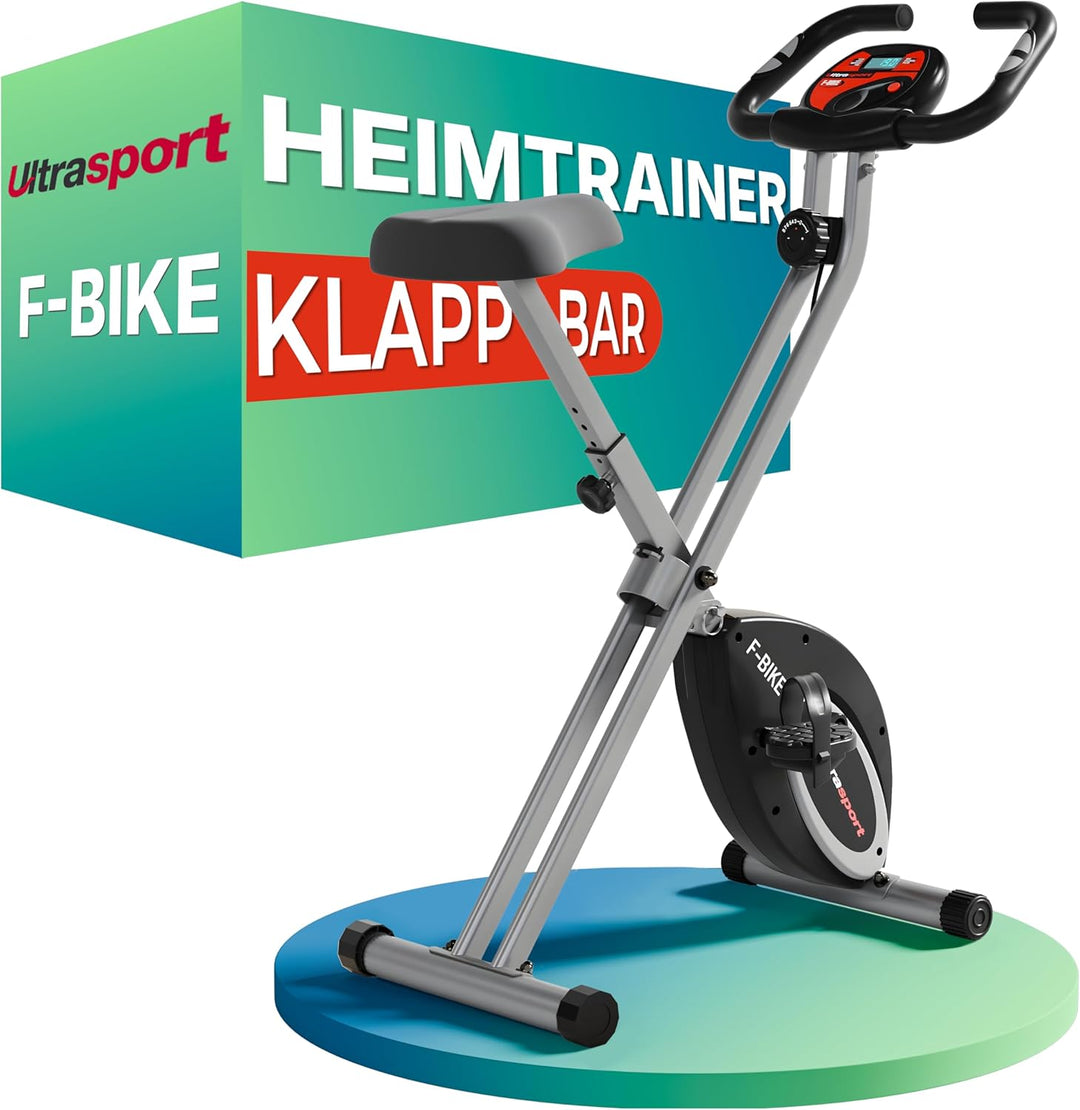 Ultrasport F-Bike/F-Rider Basics, Fahrradtrainer, Heimtrainer,klappbarer Hometrainer, LCD Display,op
