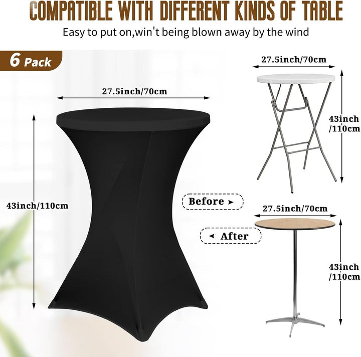 Pesonlook 6er-Set Stretch Stehtisch Husse für Bistrotisch Ø 70-75 cm Elegante,Verstärkung im Fussber