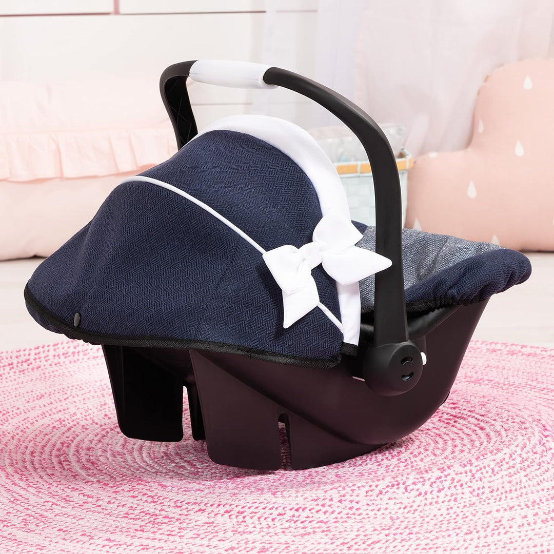 Bayer Design 67981AA Puppenautositz mit Dach, verstellbarem Griff, Puppenzubehör, blau