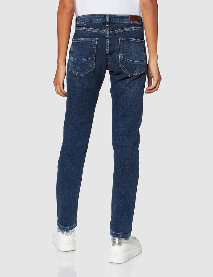 Cross Jeans Damen Gwen Boyfriend Jeans, Blau (Dark Mid Blue 058), W25 (Herstellergrösse: 25/30)