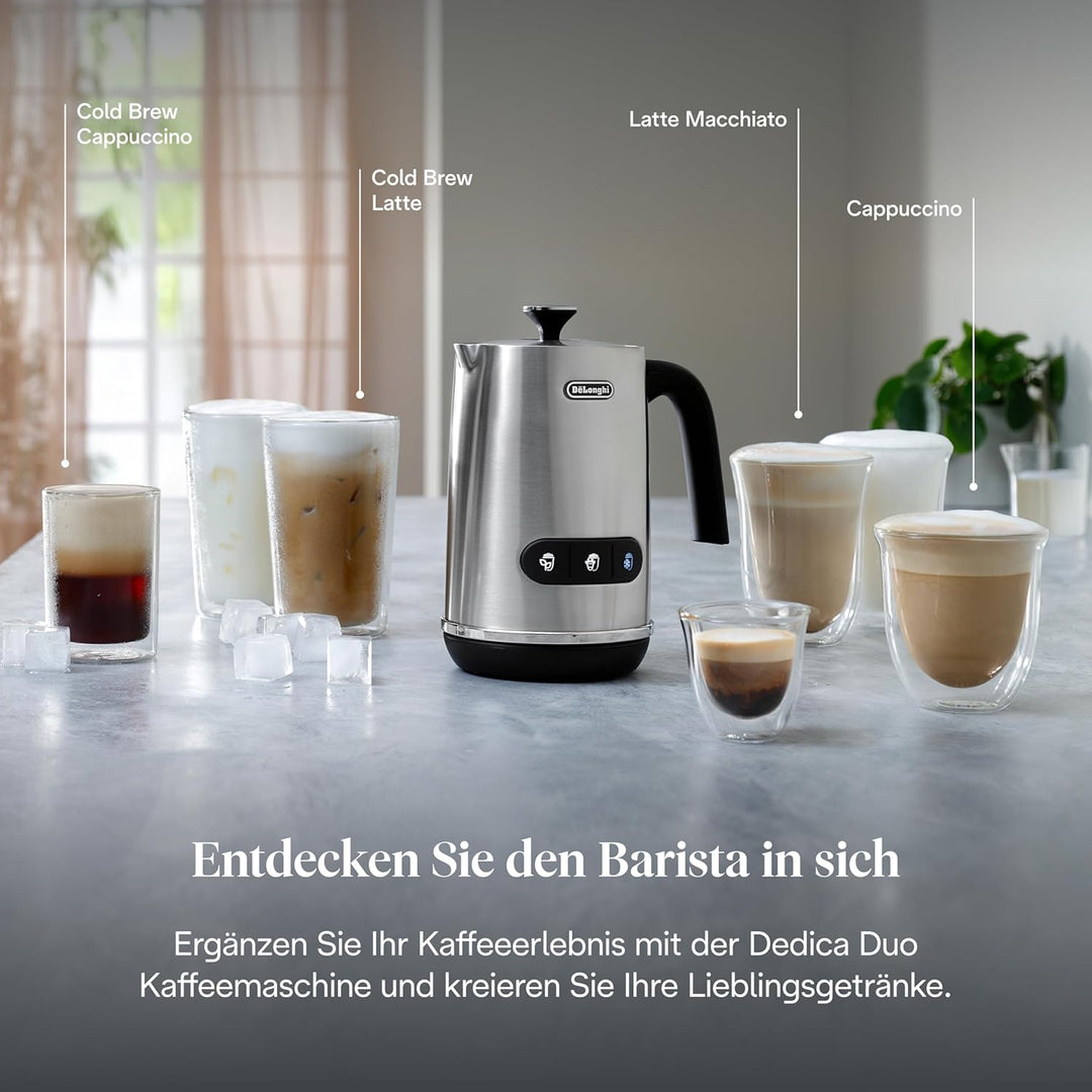 De'Longhi Elektrischer Milchaufschäumer LatteMix EMF3.M, für heisse & kalte Milch & pflanzlichen Alt