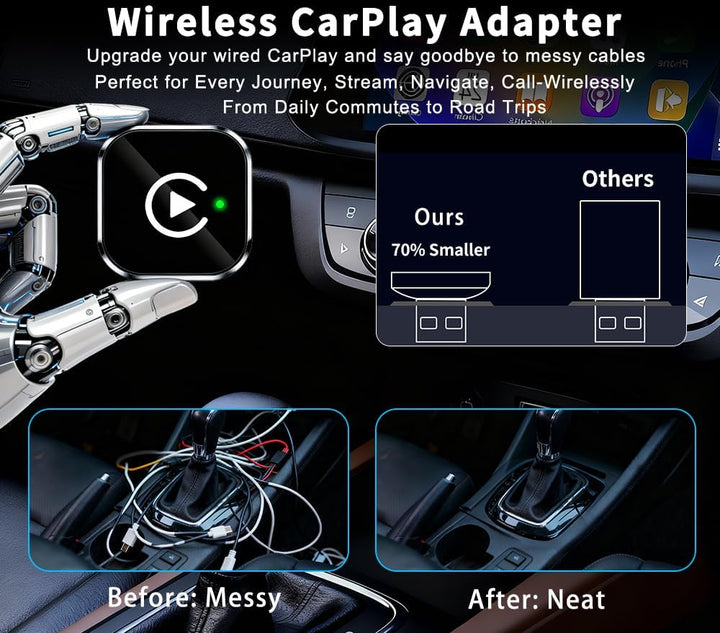 2 in 1 Wireless CarPlay Adapter, Kabelgebunden auf Kabellos, Mini USB Design für Autos mit CarPlay,