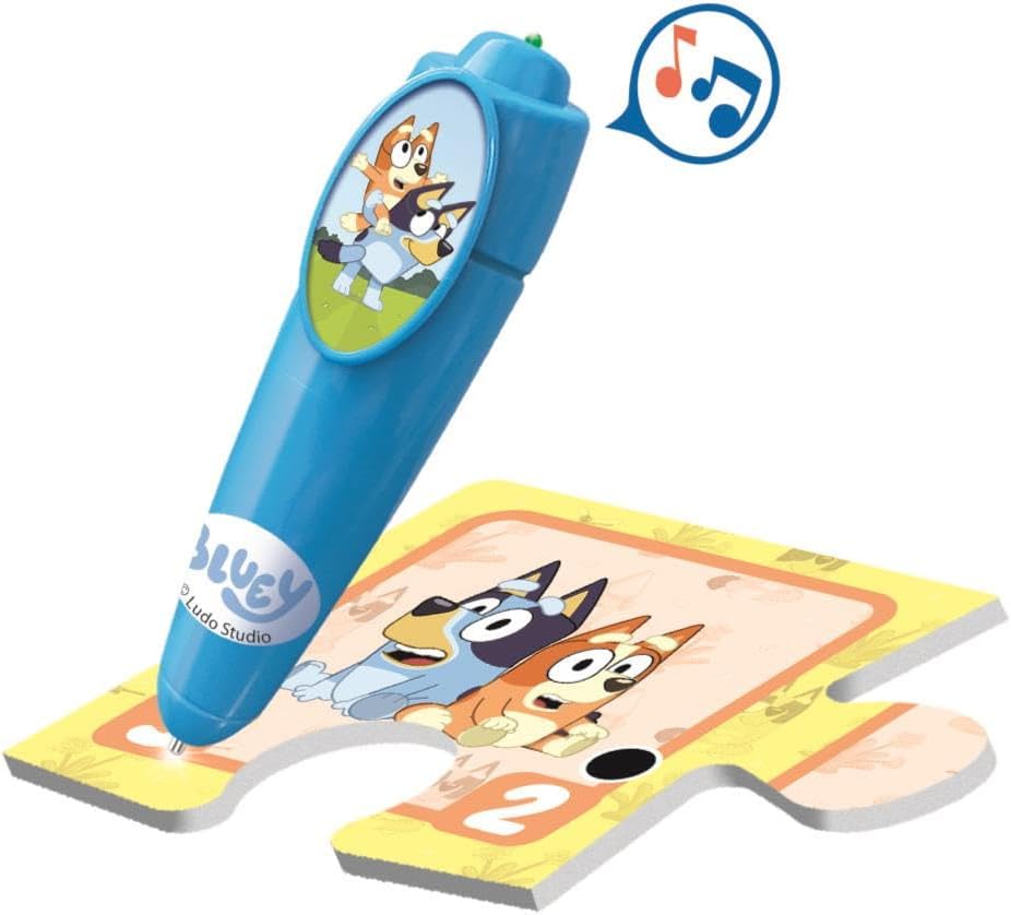 Clementoni Quiz-Bodenpuzzle - Bluey - Interaktives Puzzle mit Stift, Lernspiel für Kinder ab 3 Jahre