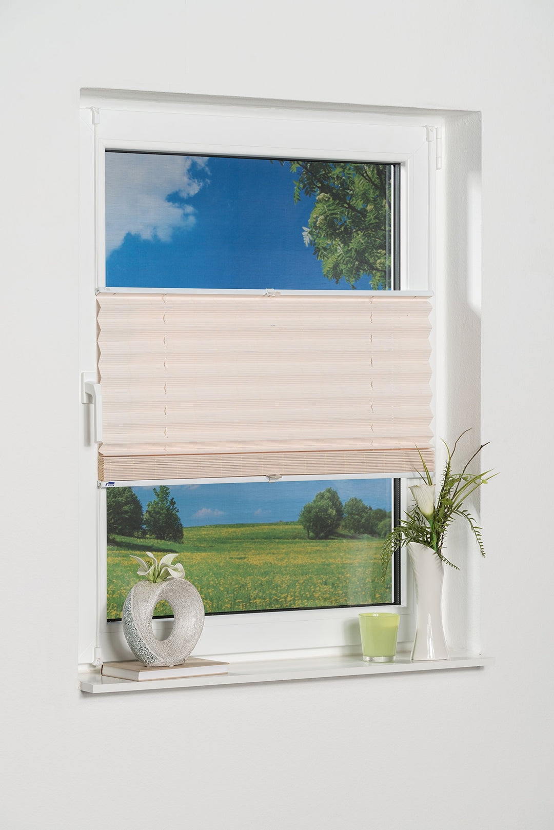 K-home Klemmfix-Bambus-Plissee Weiss 80 x 210 cm (B x L)