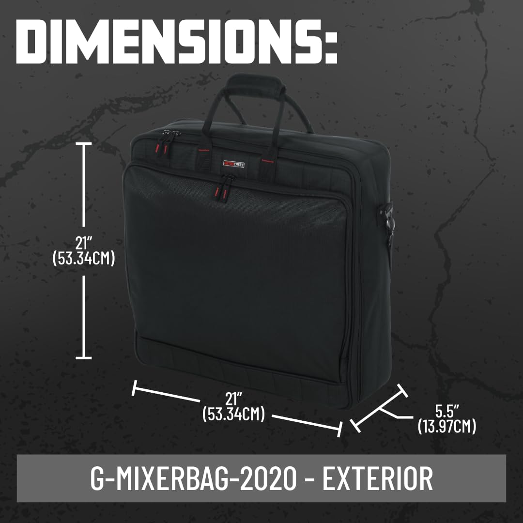 Gator Cases Gepolsterte Nylon-Transporttasche für Mischpult/Geräte mit abnehmbarem Gurt; 20" x 20" x