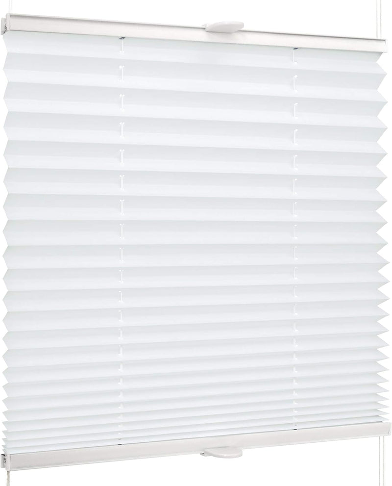 SchattenFreude Basic Klemmfix-Plissee für Fenster | Mit Klemm-Haltern | Ohne Bohren | Reinweiss, Bre
