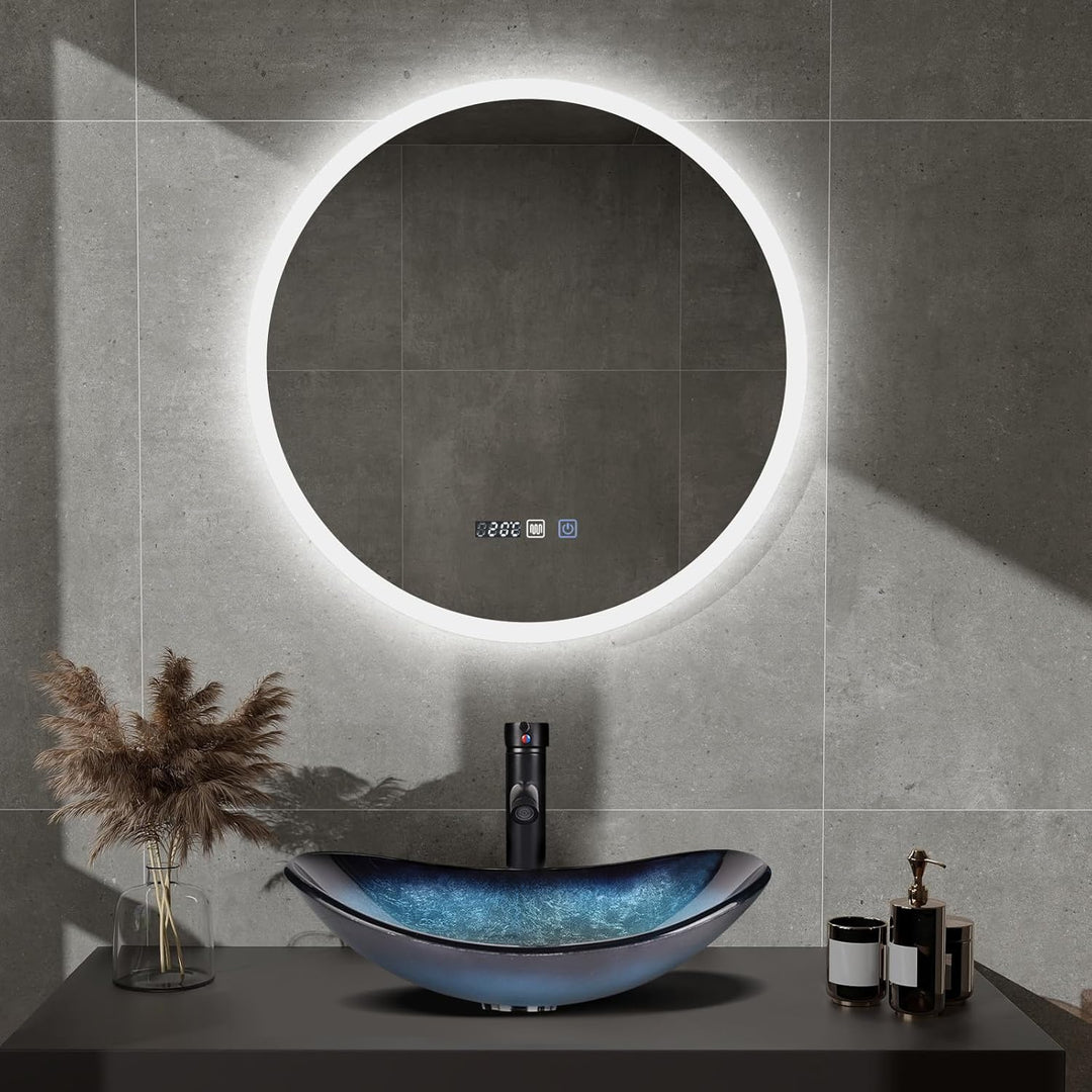 YOURLITE LED Spiegel Bad mit Beleuchtung 60cm Rund,Badspiegel mit Beleuchtung,Touch-Schalter,3 Licht