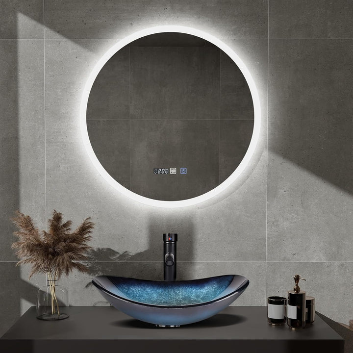 YOURLITE LED Spiegel Bad mit Beleuchtung 60cm Rund,Badspiegel mit Beleuchtung,Touch-Schalter,3 Licht